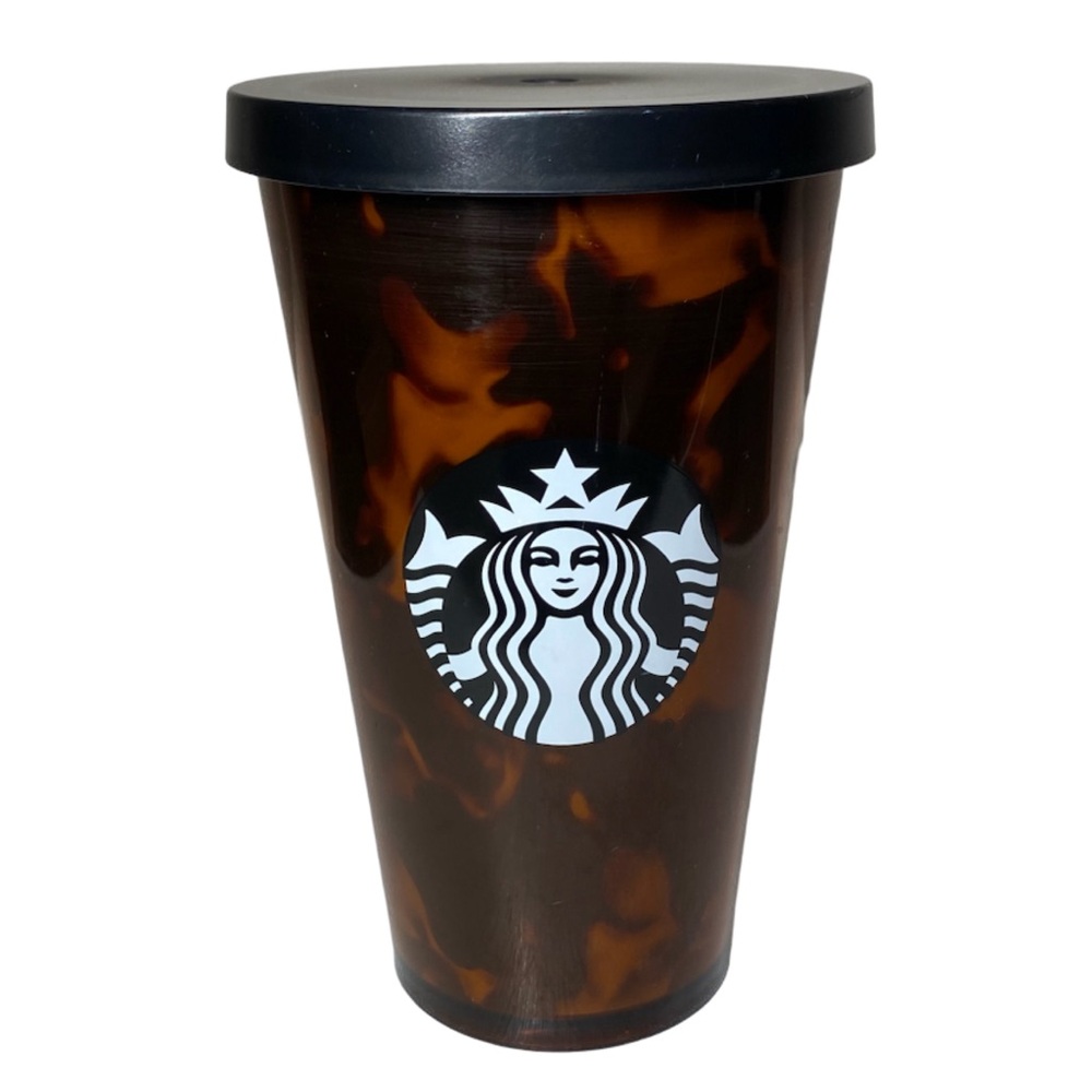 Starbucks Tortoise Shell Iced Coffee Tumbler 16oz Lidded Travel Cup Grande Size